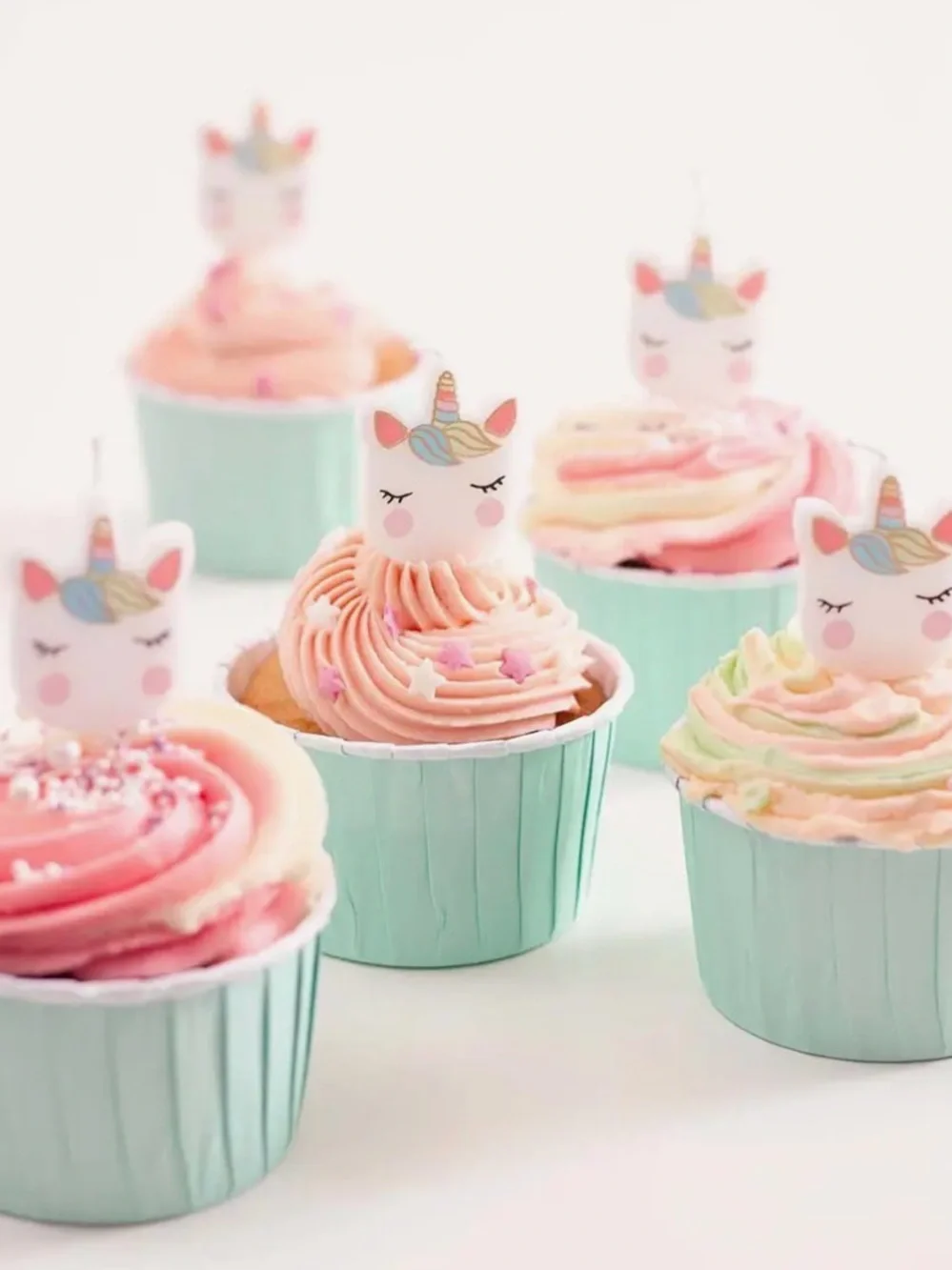 White Unicorn Candles - Set of Party Picks 5 per package